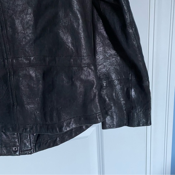 Andrew Marc wide collar zip genuine real Leather Jacket women’s black - Picture 11 of 14